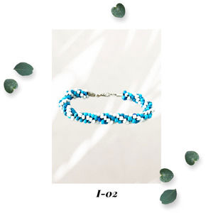 Sky Blue Kumihimo Woven Seed Bead Bracelet